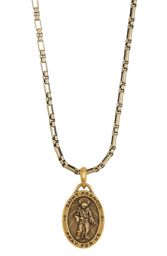 Shop American Exchange St. Francis Oval Medallion Pendant Necklace In Gold