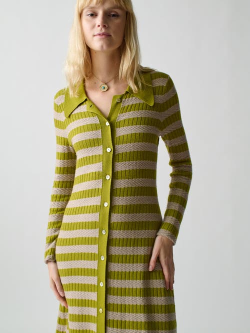 LINGUA FRANCA LINGUA FRANCA MORRISSEY TEXTURED STRIPE BUTTON-THRU DRESS 