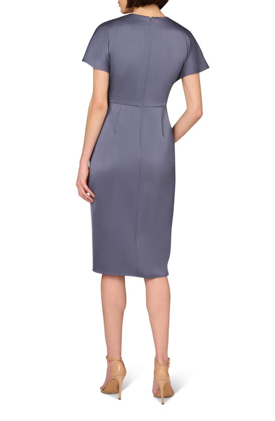 Shop Aidan Mattox By Adrianna Papell Pleat Front Crepe Back Satin Cocktail Dress In Stormy Sky