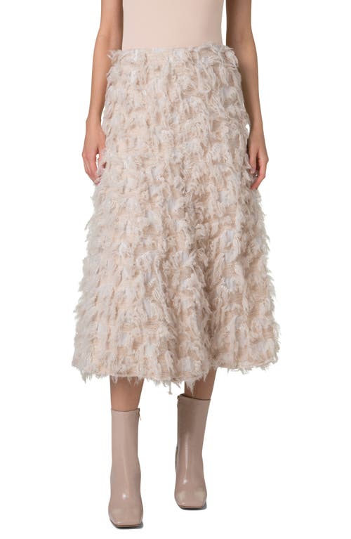 Akris 3-d Jacquard Wool Midi Skirt In Greige