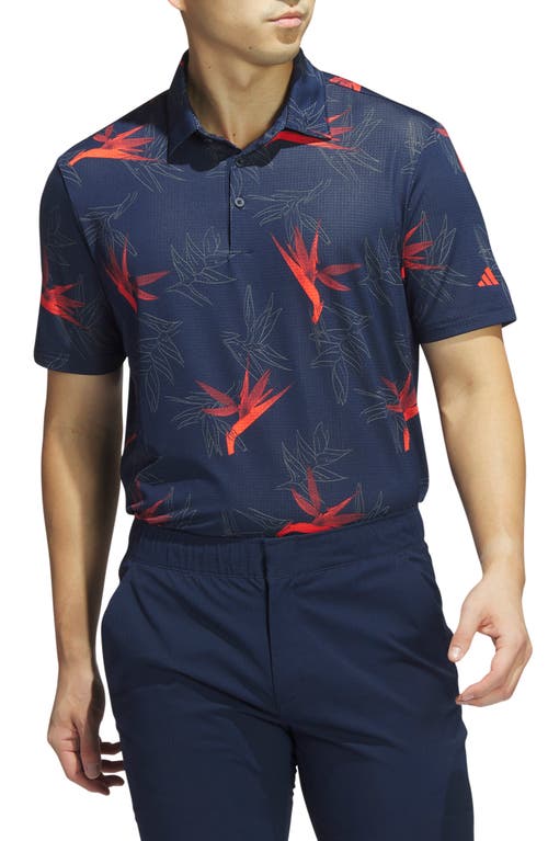 adidas Golf Oasis Floral Mesh Polo Collegiate Navy at Nordstrom,