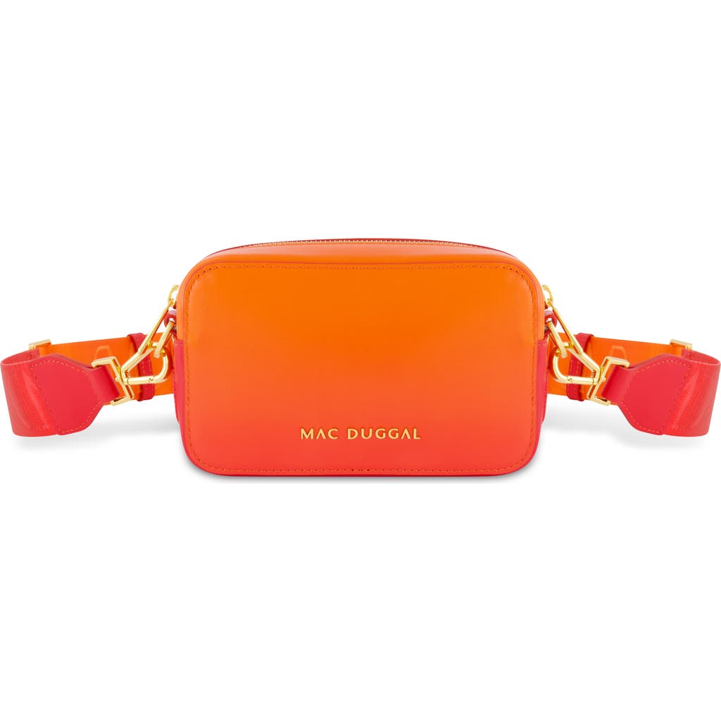 Mac Duggal Ombre Leather Crossbody Camera Bag In Sunset Ombre