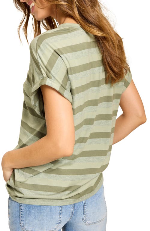 Shop Tommy Bahama Kauai Island Voyage Stripe V-neck T-shirt In Tea Leaf Heather