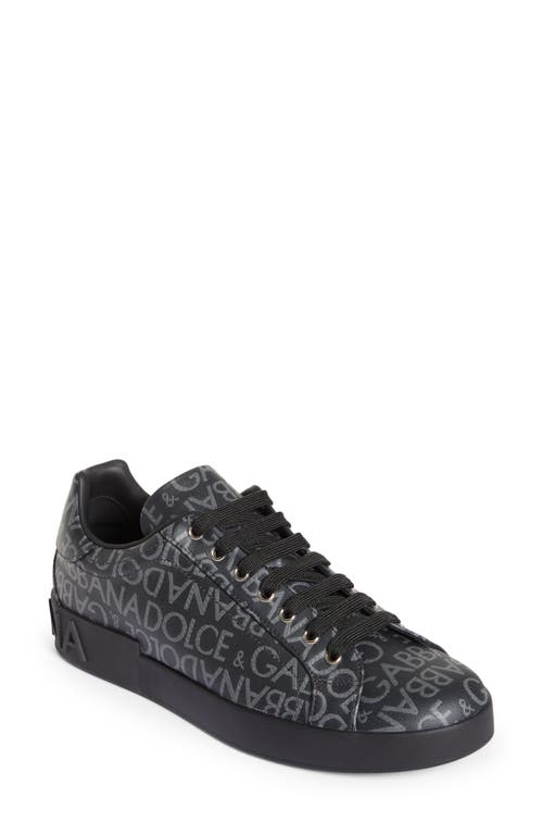 Shop Dolce & Gabbana Dolce&gabbana Portofino Logo Jacquard Sneaker In Black/grey