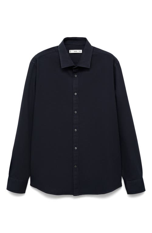 Mango Slim Fit Cotton Button-up Shirt In Dark Navy