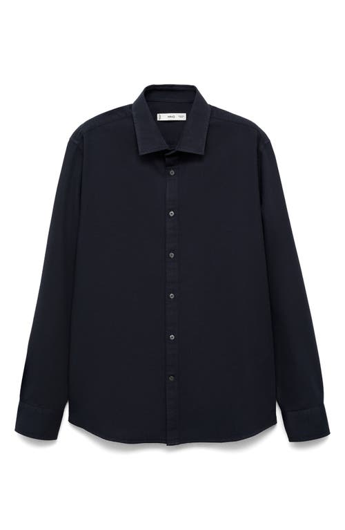 Shop Mango Slim Fit Cotton Button-up Shirt In Dark Navy