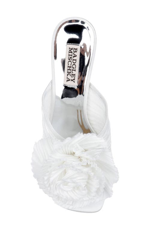 Shop Badgley Mischka Collection Blythe Slide Sandal In White Satin