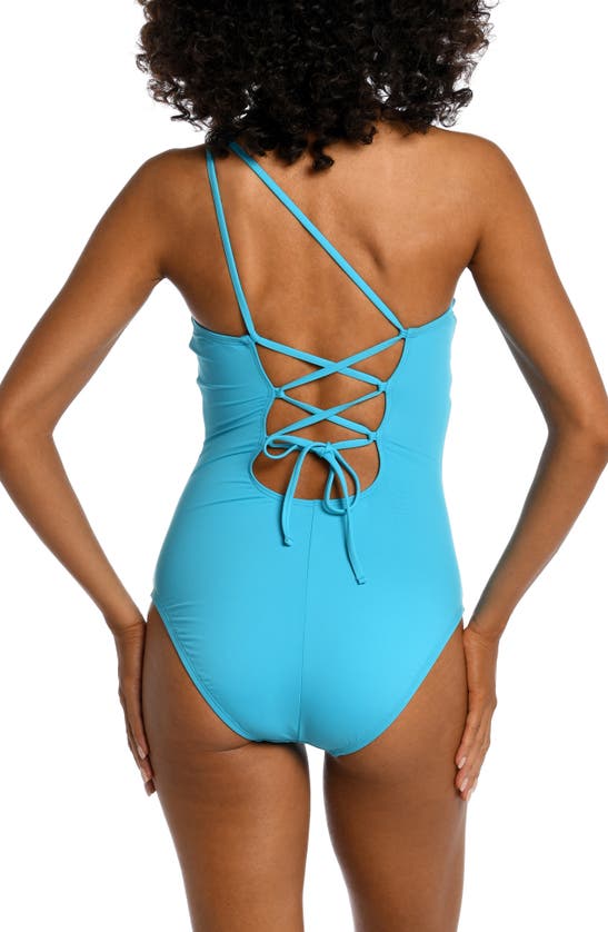 Shop La Blanca Goddess One-shoulder One-piece Swimsuit In Azul