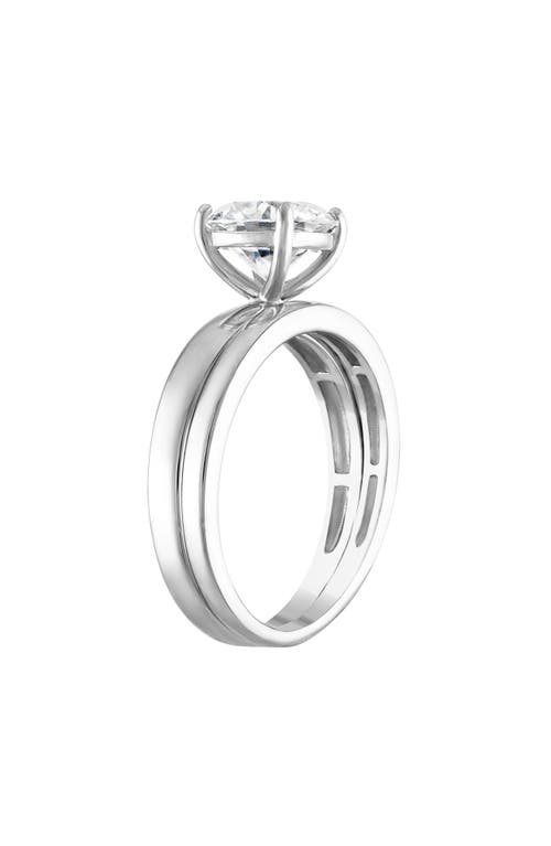 Fzn Sterling Silver Created Moissanite Engagement Ring In Silver