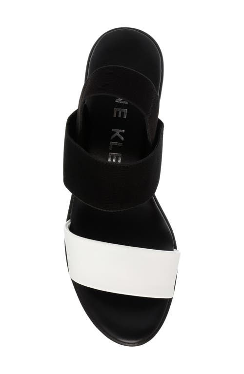 Shop Anne Klein Poli Strappy Platform Wedge In White/black