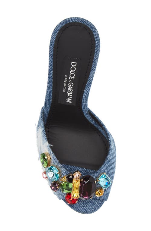 Shop Dolce & Gabbana Dolce&gabbana Patchwork Denim Embellished Slide Sandal In Blue/multicolour