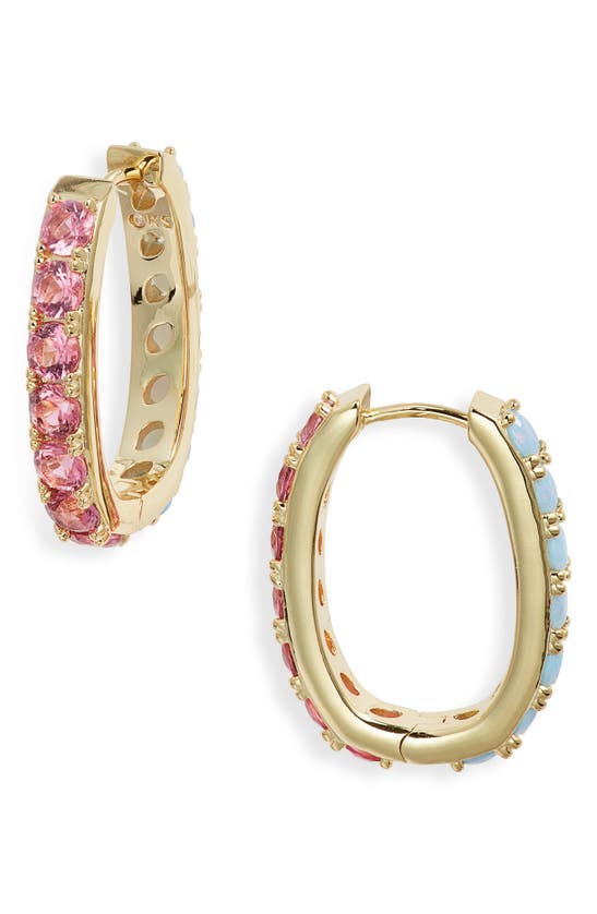 Shop Kendra Scott Chandler Hoop Earrings In Gold Pink Blue Mix