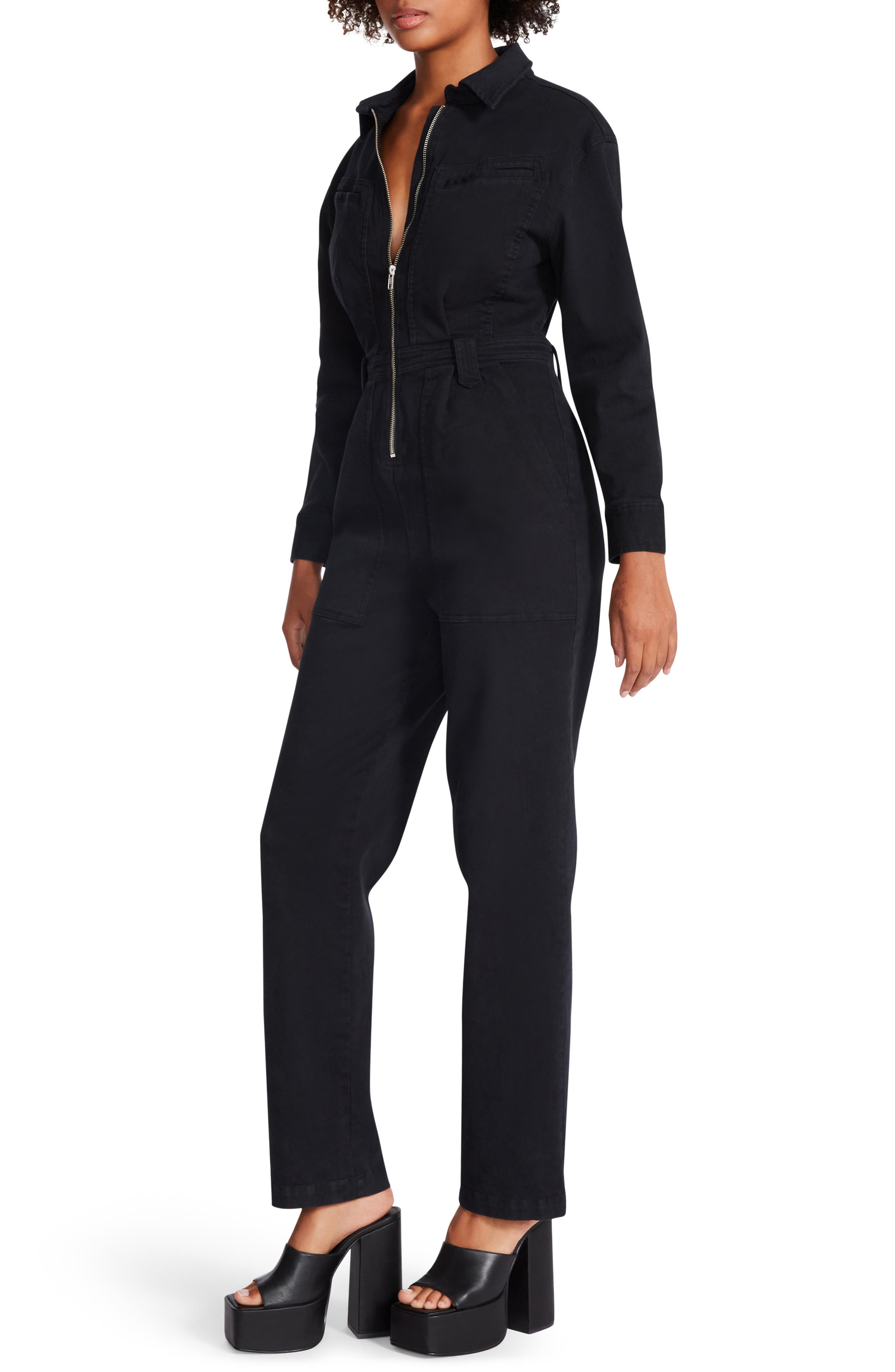 steve madden black jumpsuit