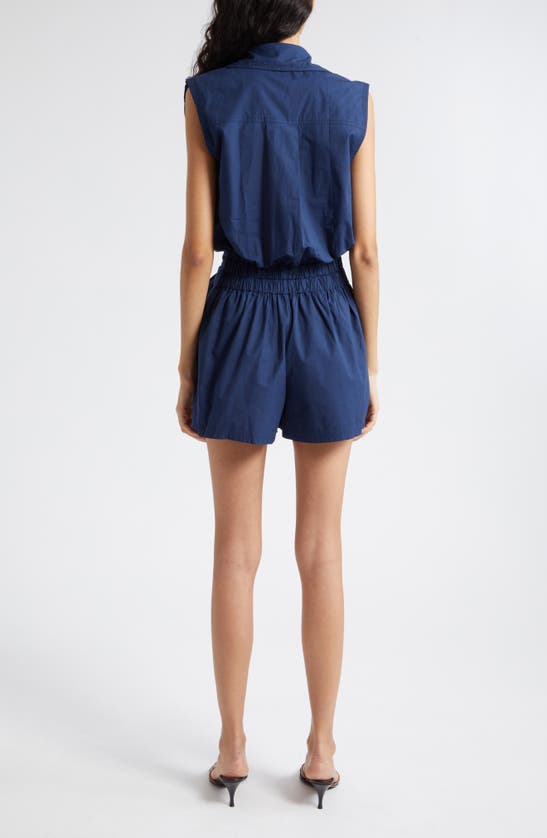 Shop Ramy Brook Nyomi Sleeveless Cotton Romper In Spring Navy