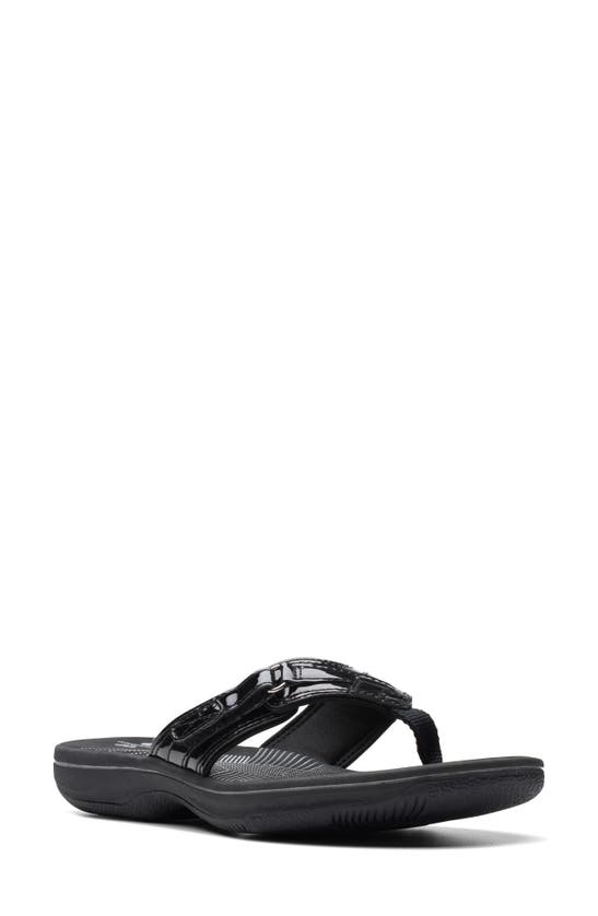 Shop Clarks ® Breeze Sea Flip Flop Sandal In Black Patent