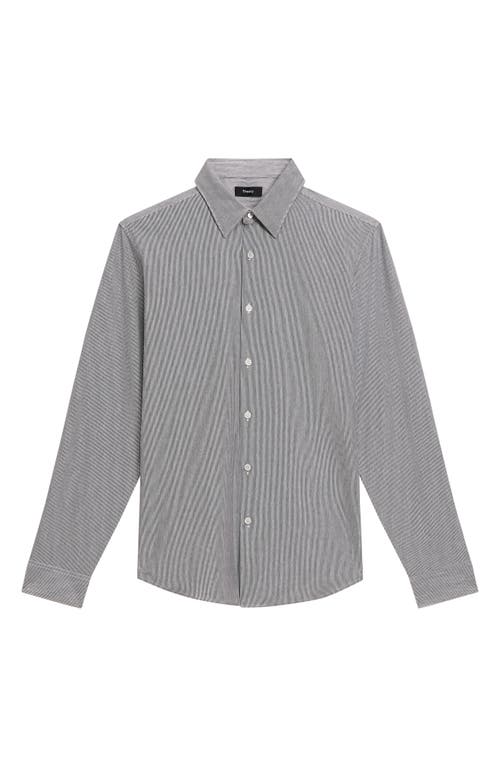 Shop Theory Sylvain Pinstripe Button-up Shirt In Baltic/white