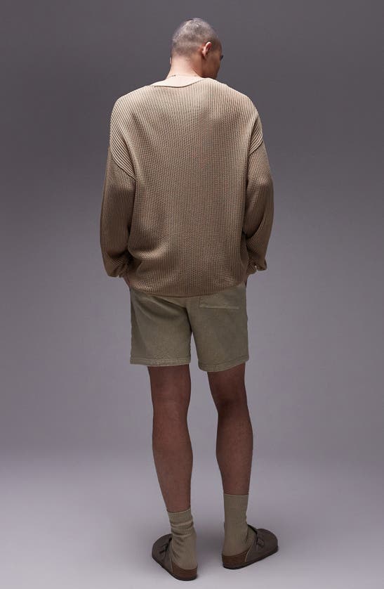 Shop Topman Textured Cotton Drawstring Shorts In Stone