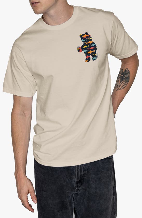 Riot Society Shark Bear 2.0 Graphic T-shirt In Cream
