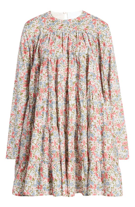 Shop Merlette X Liberty London Soliman Floral Print Long Sleeve Tiered Dress In Liberty Pink Print