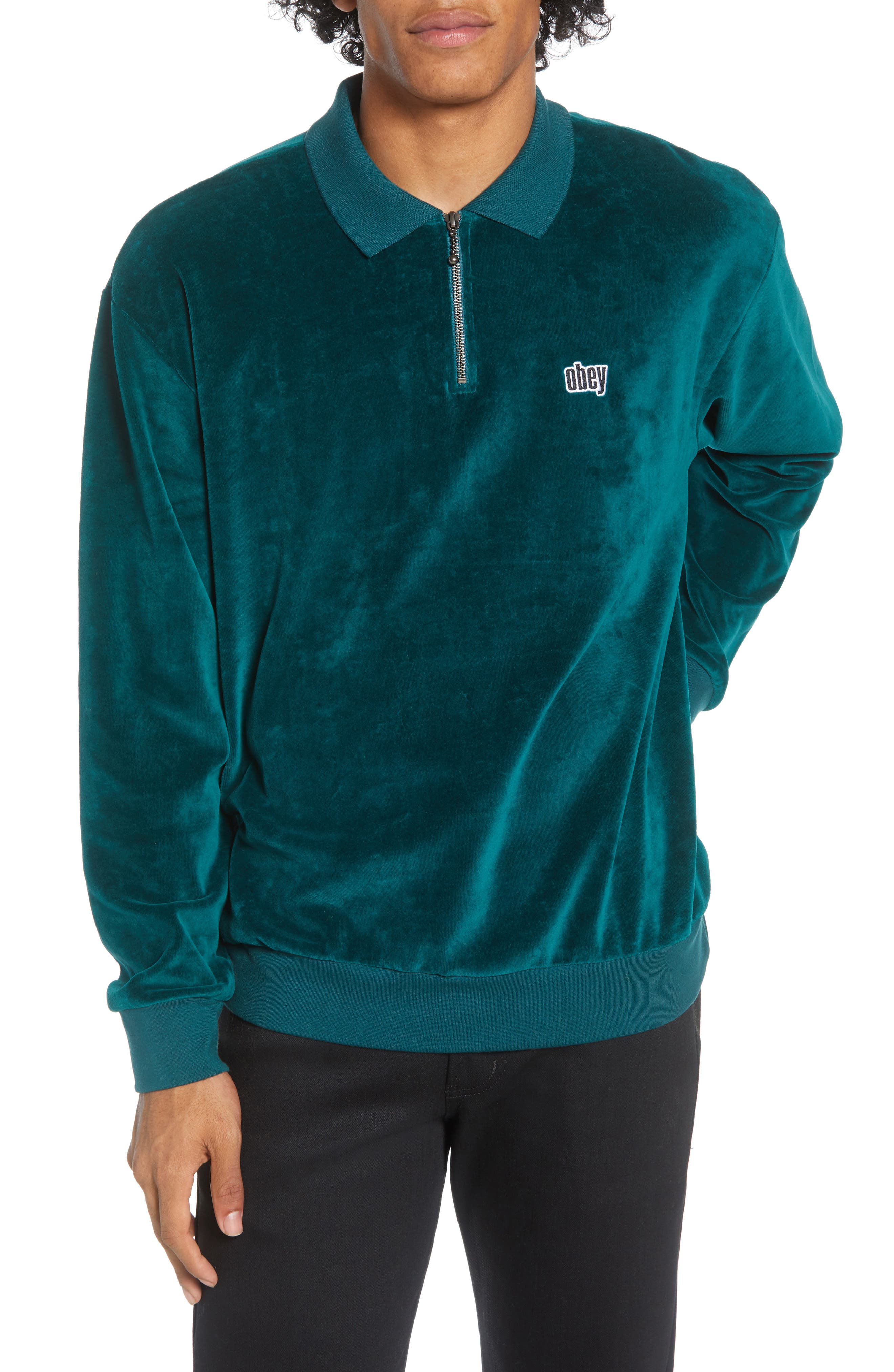 long sleeve zip up polo