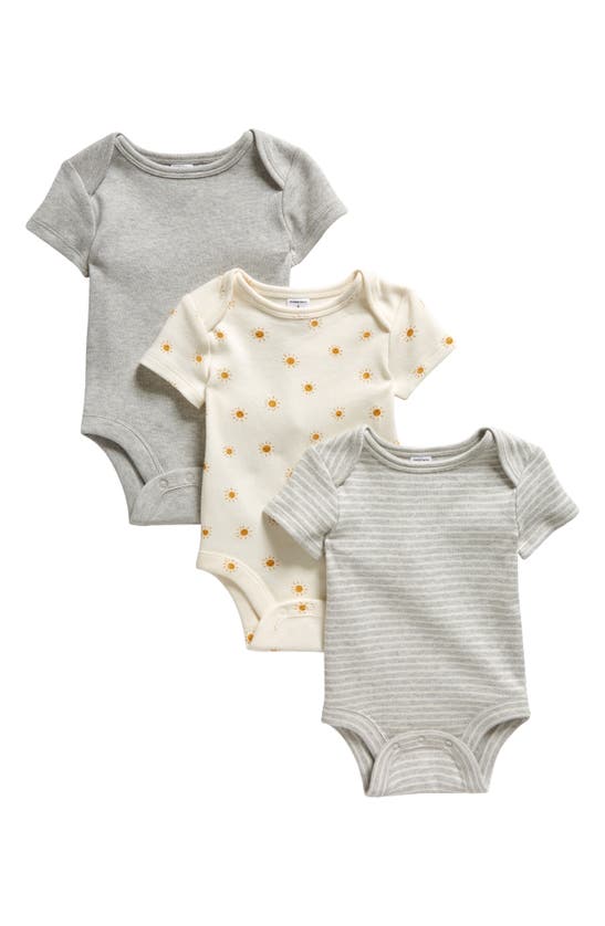 Shop Nordstrom Assorted 3-pack Cotton Bodysuits In Happy Sun Pack