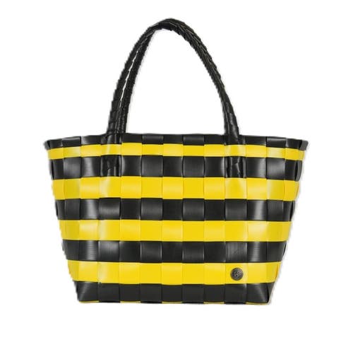 Handed By Paris Spirit Recycled Tote Bags In Black/sunshine Yellow