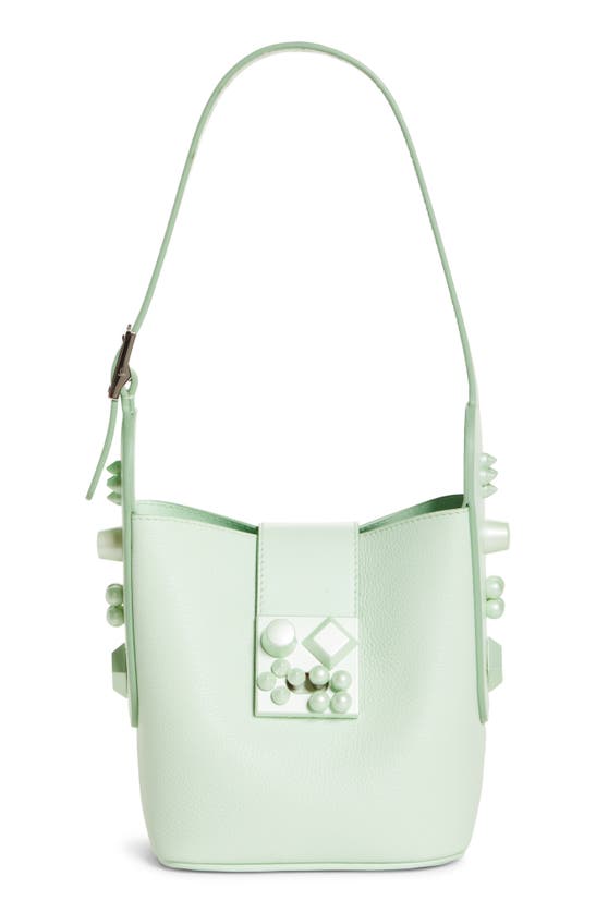 Christian Louboutin Carasky Mini Stud Bucket Shoulder Bag In Studio Green