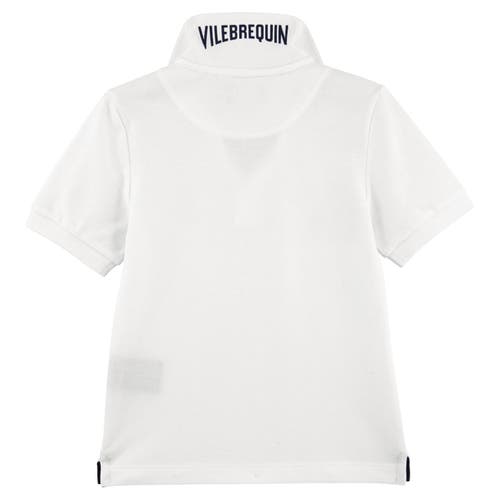 Shop Vilebrequin Kids' Solid Cotton Polo In Blanc