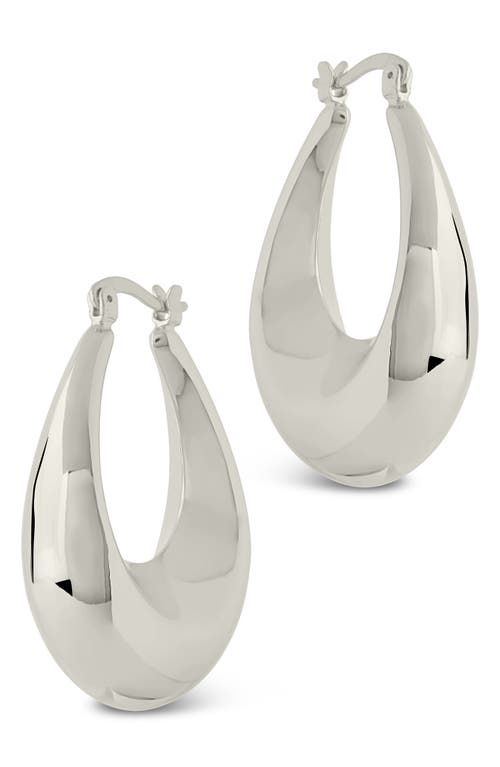 Sterling Forever Autumn Elongated Drop Hoop Earrings In Silver
