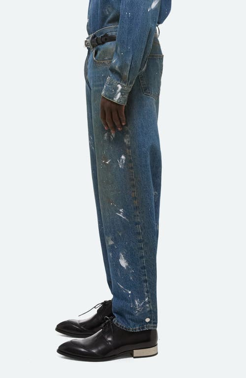 Shop Helmut Lang Painted Denim Wide Leg Jeans In Mid Indigo Painter