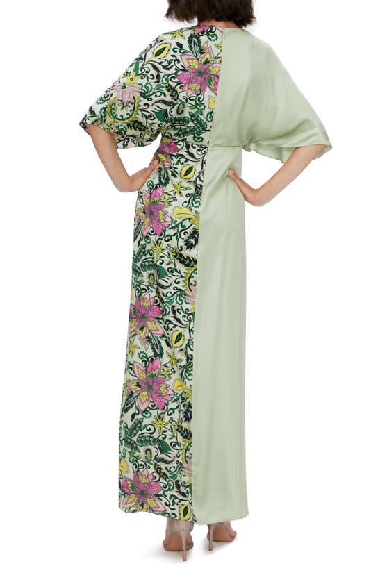 Shop Diane Von Furstenberg Hattie Mixed Print Satin Maxi Dress In Gardn Paisley Mint Green