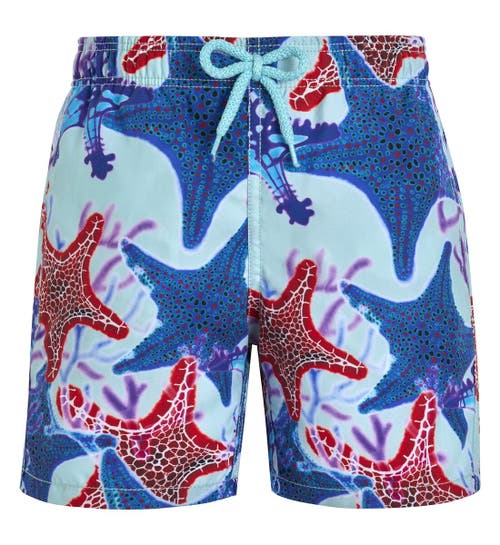 Shop Vilebrequin Kids' Glowed Stars Swim Trunks In Thalassa