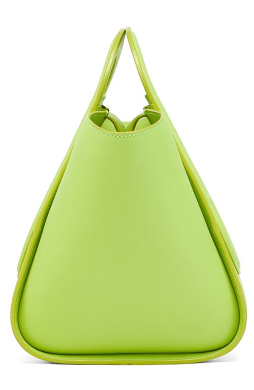 Mcm Mini Mode Travia Leather Tote In Acid Lime