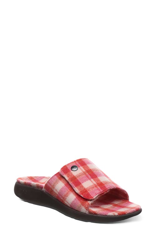 Den Tartan Wool Slide Sandal in Red