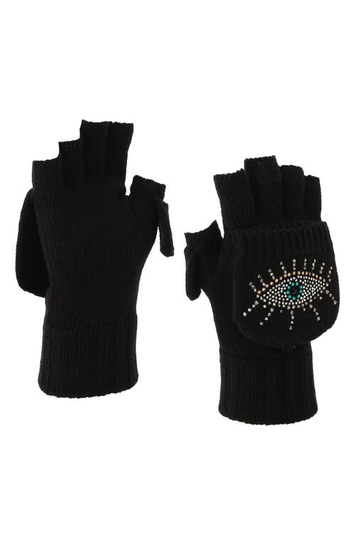 Kurt Geiger London Evil Eye Convertible Crystal Embellished Mittens In Black