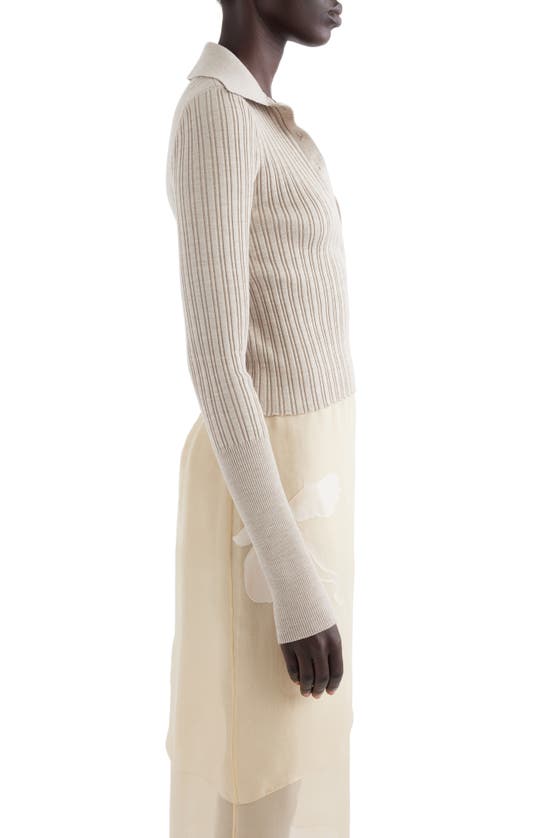 Givenchy Ribbed Polo Long-sleeve Top In Natural Beige