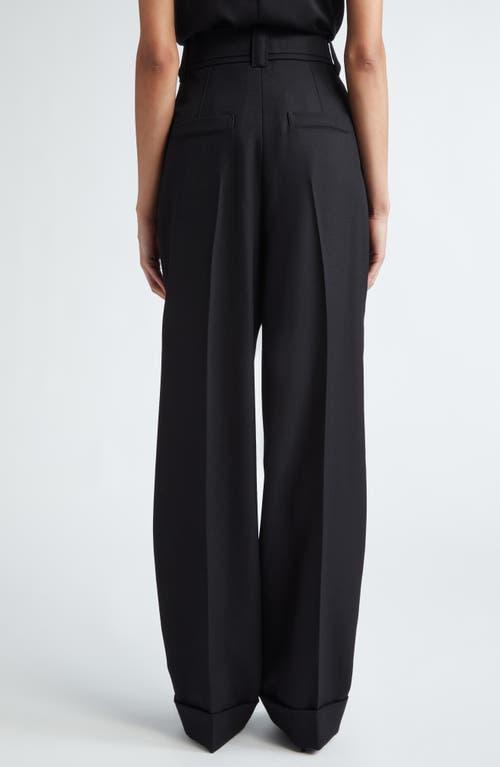 Shop Max Mara Street Pleated Cotton Twill Tapered Pants In Black