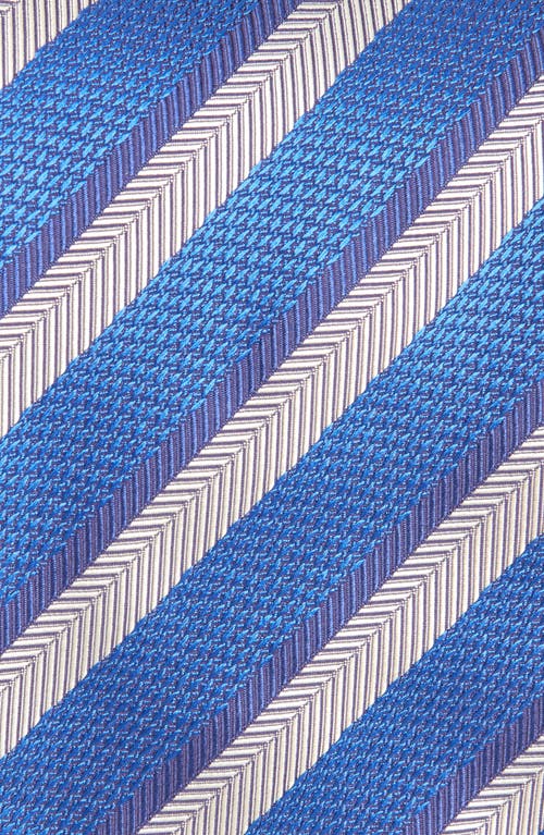 Shop David Donahue Stripe Silk Tie In Blue