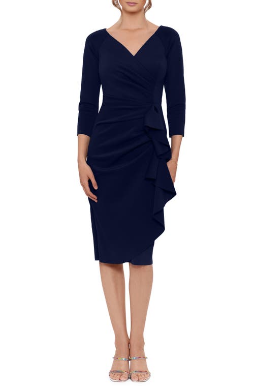 Xscape Evenings Ruffle Scuba Sheath Dress Midnight at Nordstrom