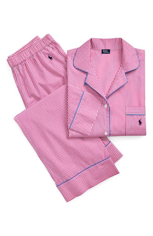 Polo Ralph Lauren Madison Stripe Cotton Pajamas In College Pink