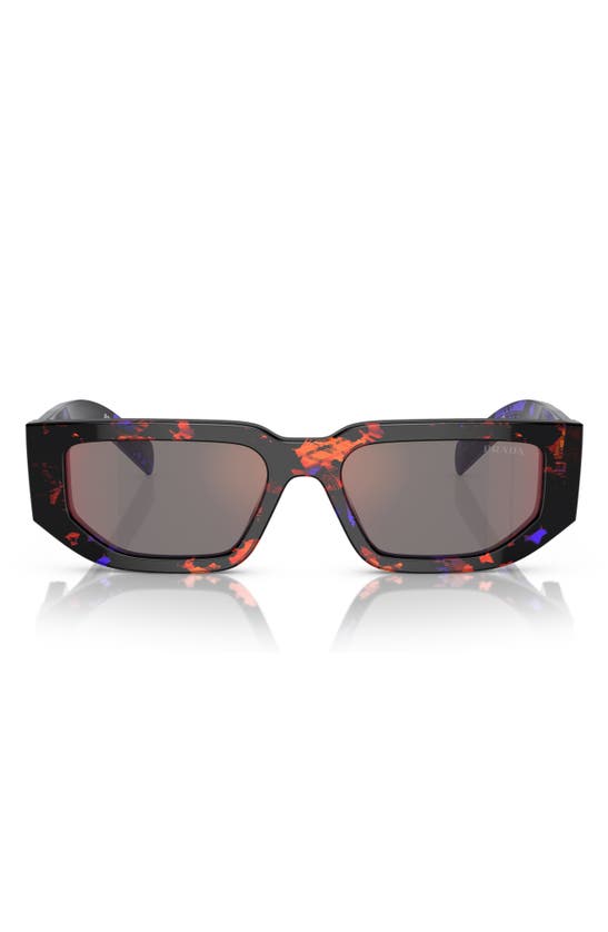 Shop Prada 55mm Rectangular Polarized Sunglasses In Abstract Orange