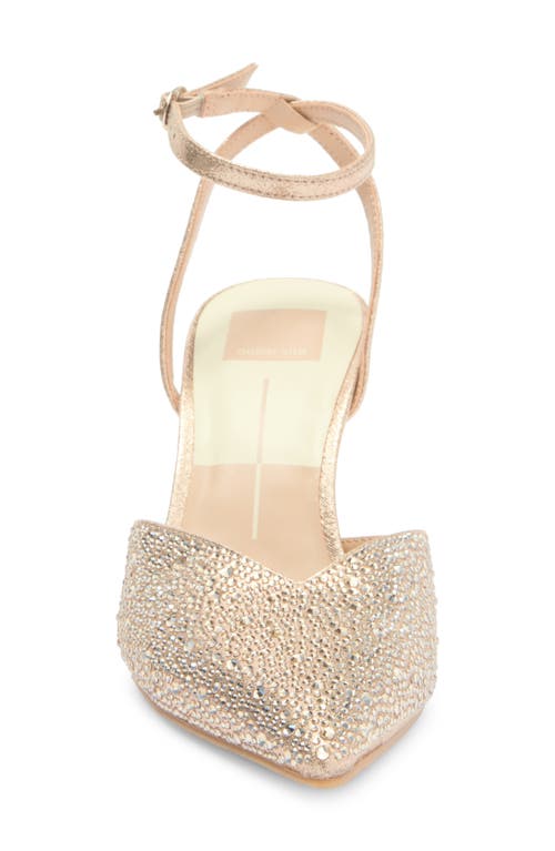 Dolce Vita Keisha Crystal Pointed Toe Pump In Light Gold Fabric