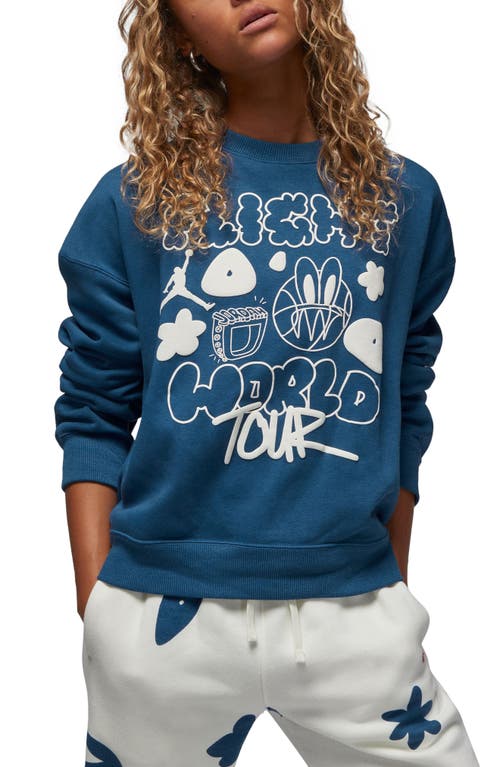 Jordan Brooklyn Puff Print Graphic Fleece Sweatshirt in French Blue/Sail