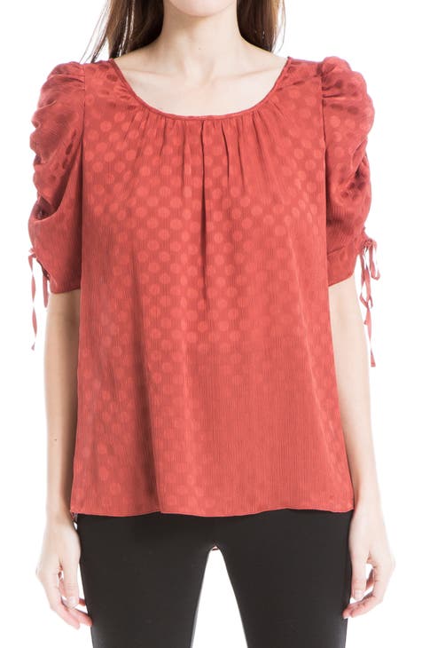 Spot Ruched Sleeve Top