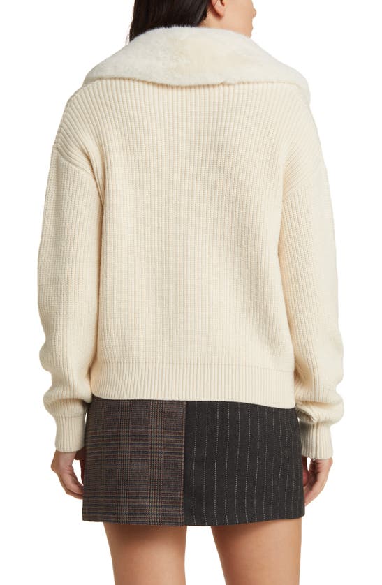 Rails Esme Faux Fur Collar Cardigan In Ivory