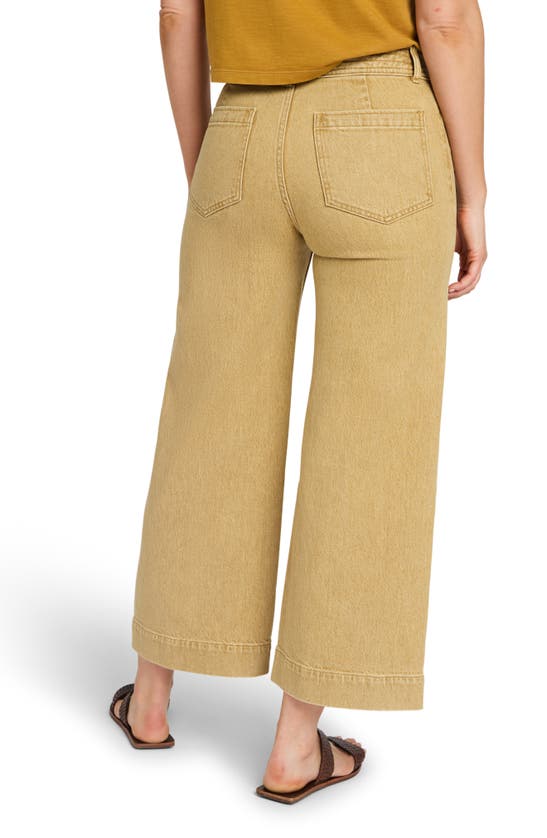 Shop Faherty Harbor Crop Wide Leg Pants In Gilded Sand Wash