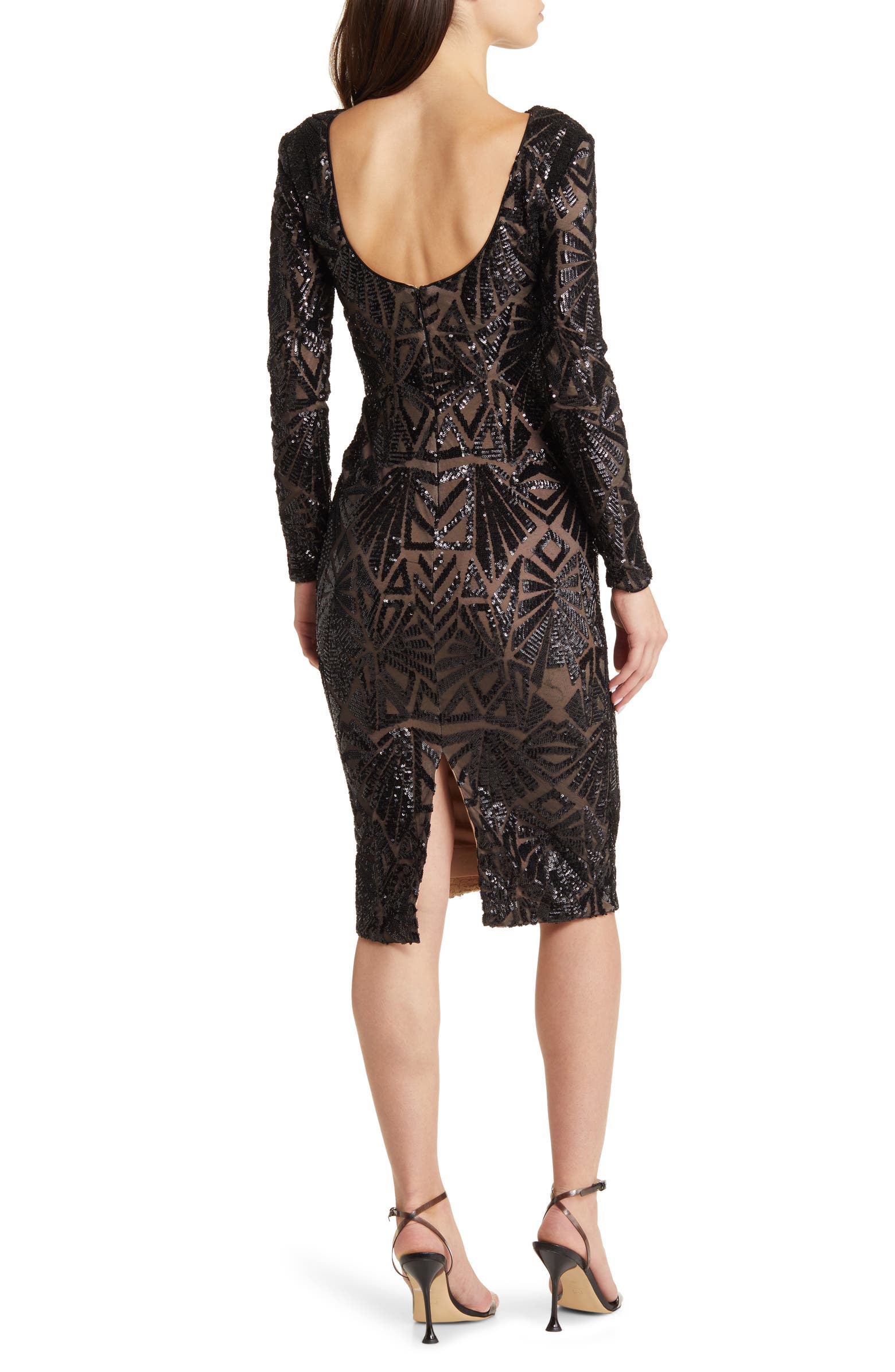Dress the Population Emery Long Sleeve Sequin Cocktail Dress | Nordstrom