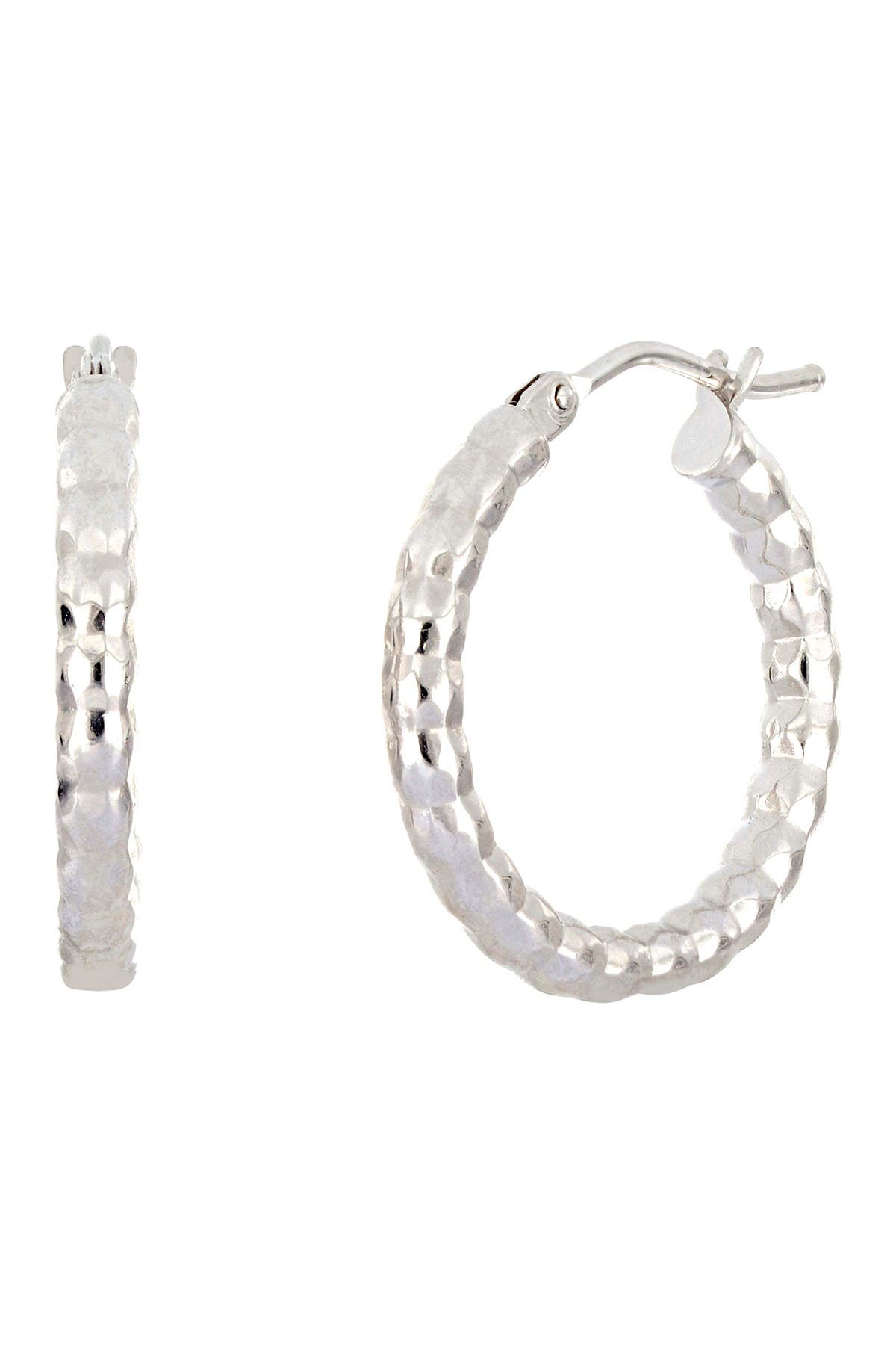 Bony Levy 14k White Gold 15mm Textured Hoop Earrings In 14kw
