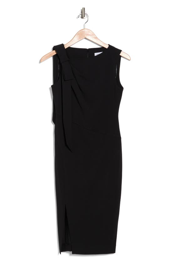 Calvin Klein Asymmetric Bow Sheath Dress In Black