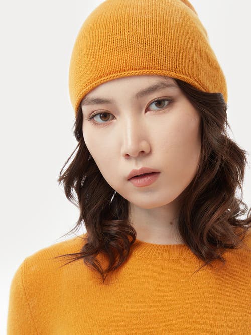Gobi Cashmere Cashmere Hat And Sweater Set In Daffodil